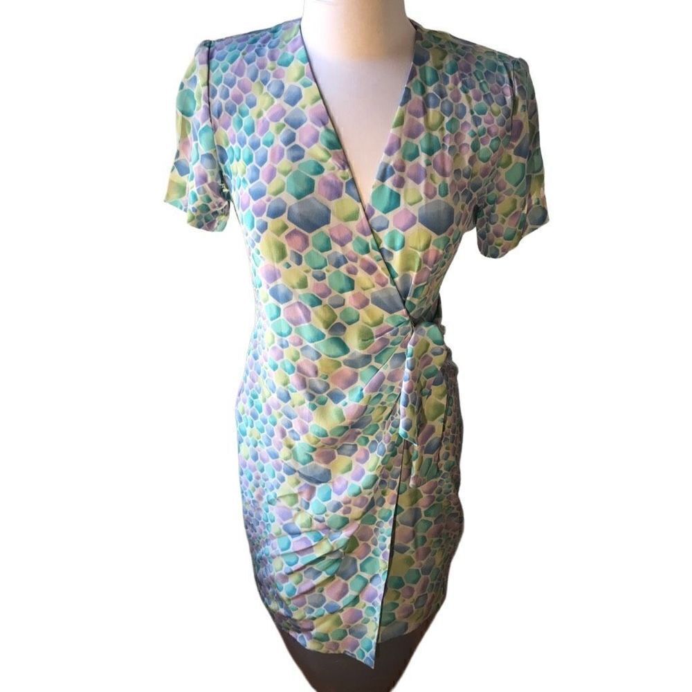 Vintage Multicolor Hexagon Midi Dress